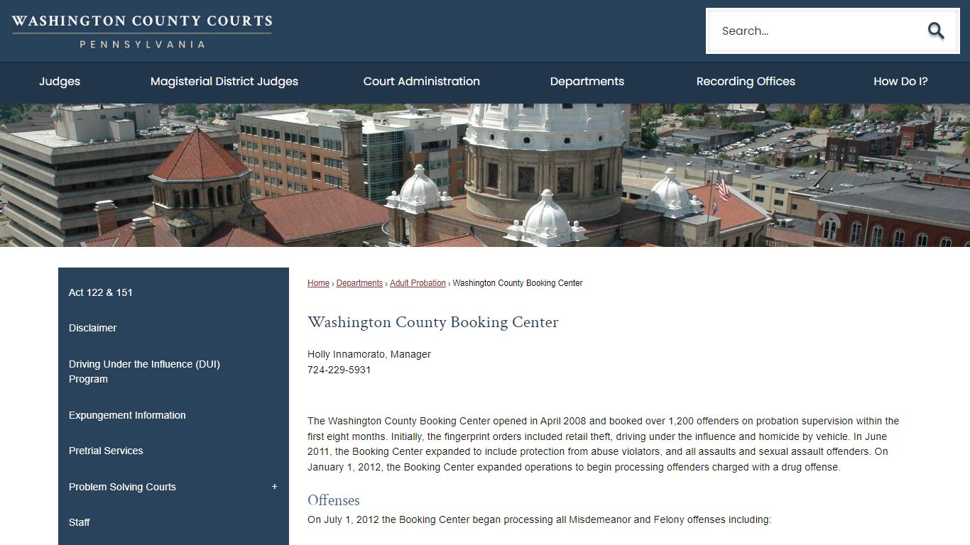 Washington County Booking Center | Washington County Courts, PA