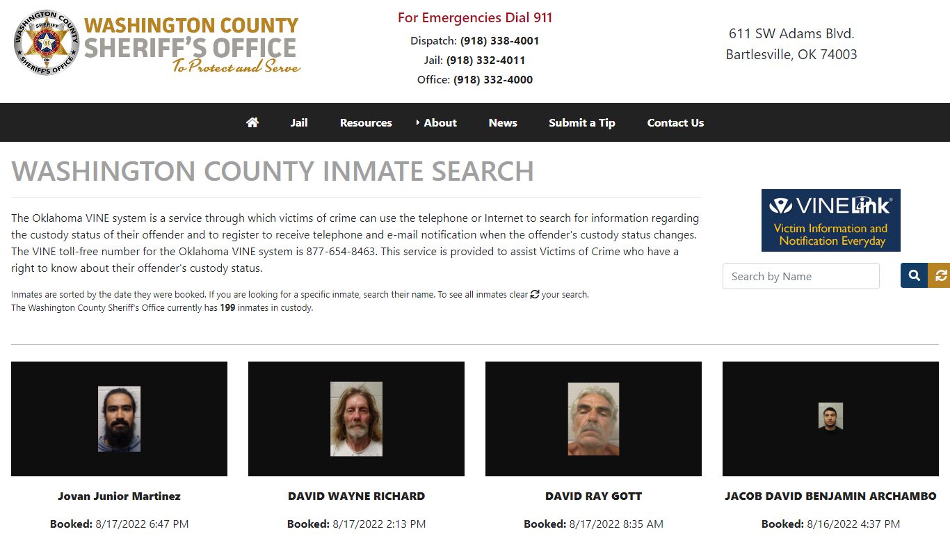 Inmate Search - Washington County Sheriff's Office